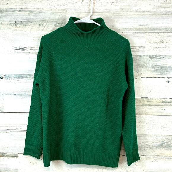 NWT Cellabie Turtleneck Mock Neck Emerald Green Knit Sweater Women’s Size Large - Picture 1 of 9